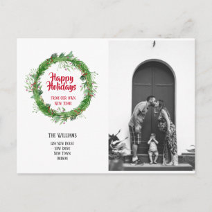 Winter Wreath New Home for the Holidays Photo Card
