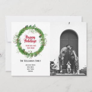 Winter Wreath New Home for the Holidays Photo Card