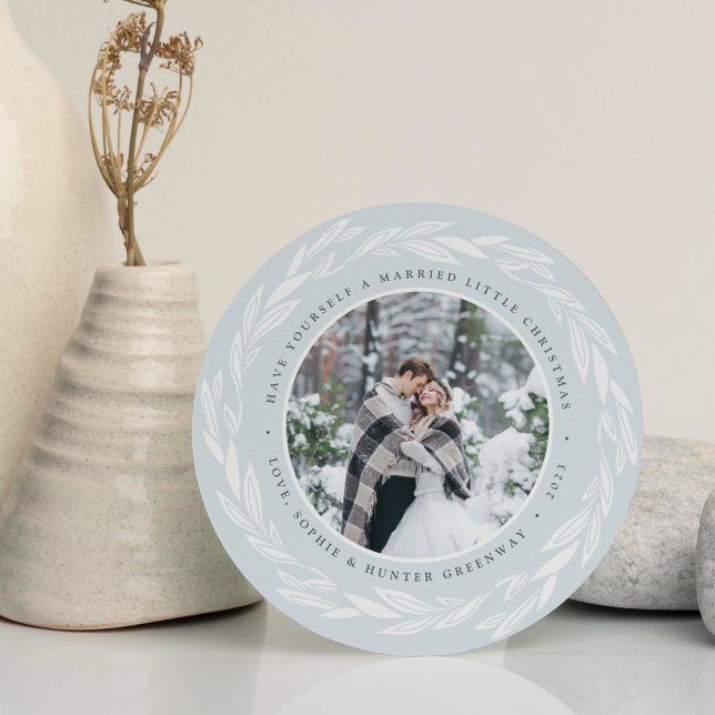 Winter Wreath Newlywed Holiday Photo Card (Creator Uploaded)