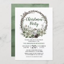 Winter Wreath Poinsettia & Bird Christmas