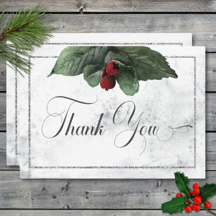 Winter Wreath & Red Cardinal Wedding Thank You Card