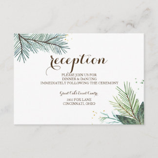 Winter Wreath Rustic Wedding Reception Card