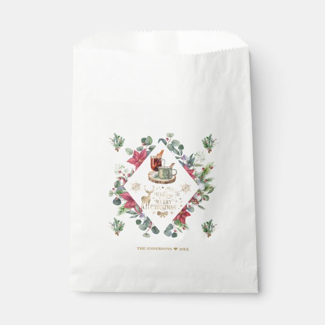 Winter Wreath Script Wish You A Merry Christmas Favour Bags (Front)