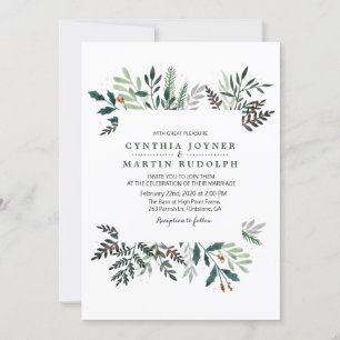 Winter Wreath Wedding Invitation