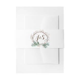 Winter Wreath Wedding Invitation Belly Band