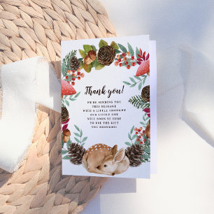 Winter Wreath Woodland Deer Baby Shower Thank You Card