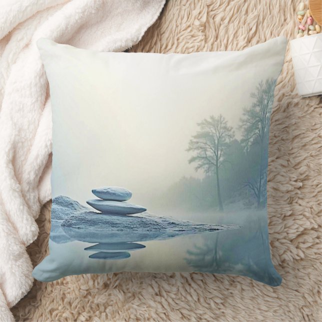 Winter Zen: Foggy Lake Balance Cushion (Blanket)