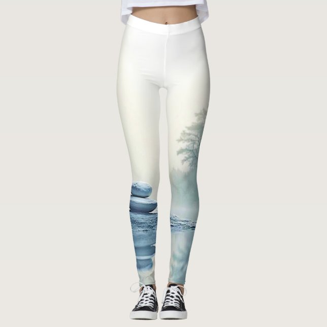Winter Zen: Foggy Lake Balance Leggings (Front)
