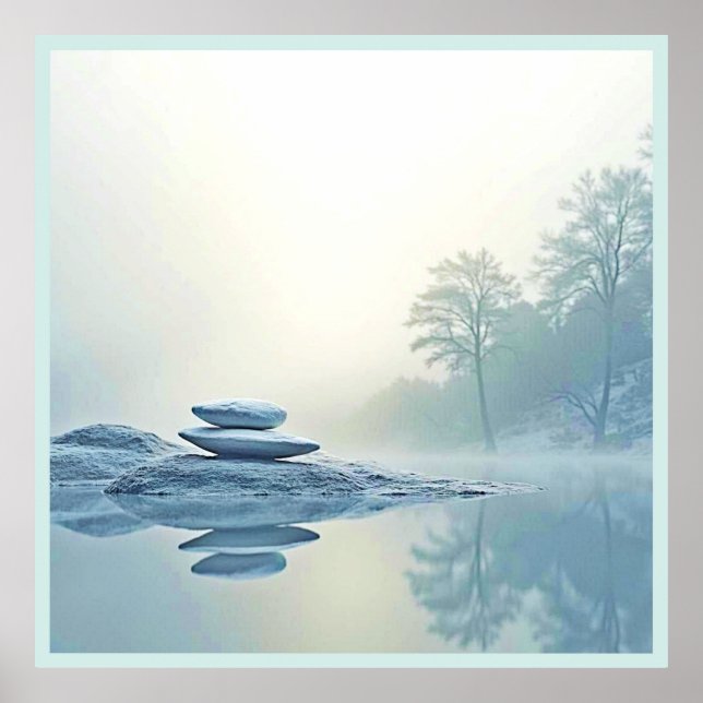 Winter Zen: Foggy Lake Balance Poster (Front)