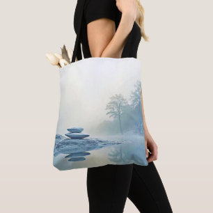 Winter Zen: Foggy Lake Balance Tote Bag