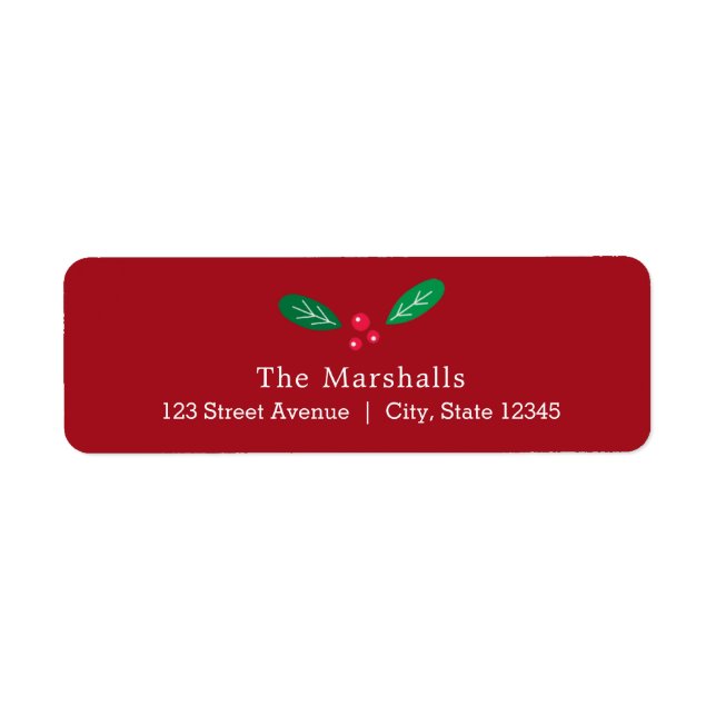 Winterberries EDITABLE COLOR Holiday Address Label (Front)