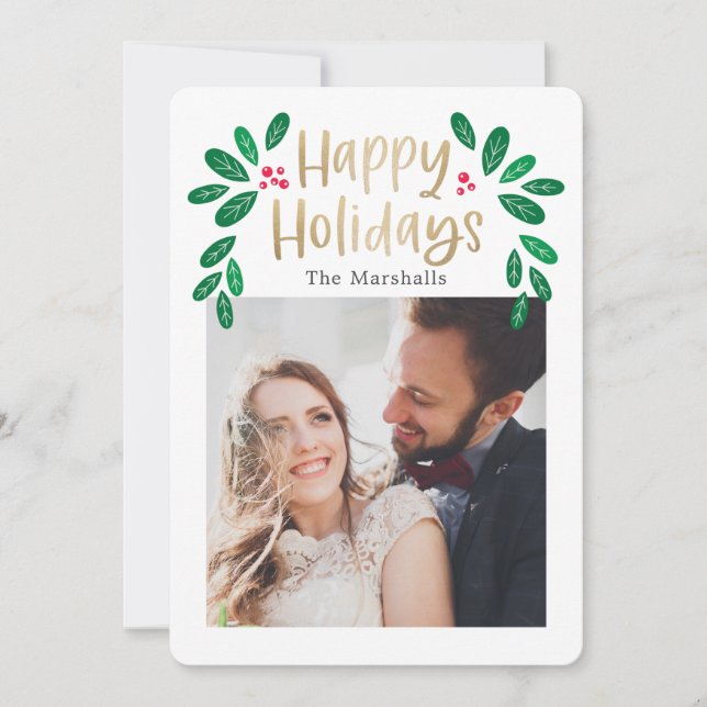 Winterberries Editable Colour Holiday Photo Card (Front)