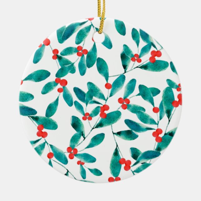 Winterberry (Festive) Ceramic Tree Decoration (Front)