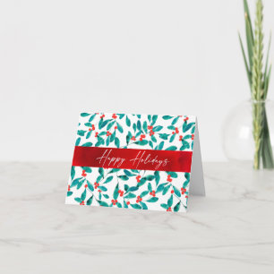 Winterberry (Festive Red Band) Happy Holidays Card