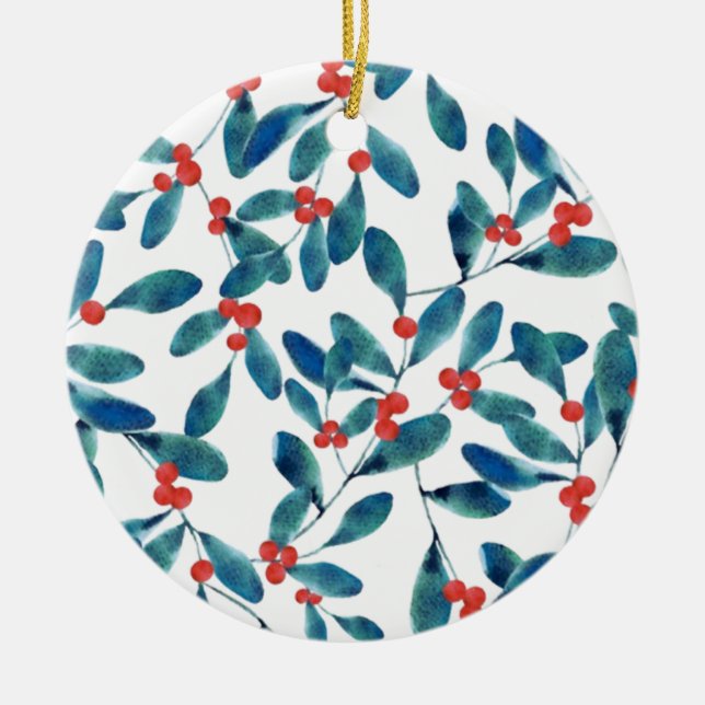Winterberry (Frost) Ceramic Tree Decoration (Front)