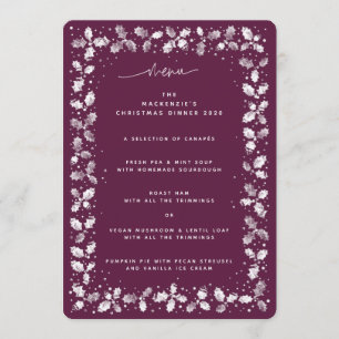 Winterberry Hand Printed Holly+Berries Christmas Menu