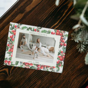 Winterberry Holly   Merry Christmas   Family Photo Holiday Card