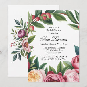 Winterberry Primrose Floral Bridal Shower Invitation