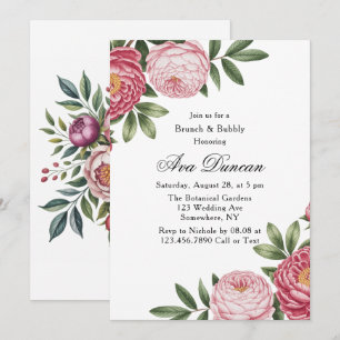 Winterberry Primrose Floral Brunch & Bubbly Invitation
