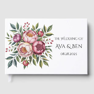 Winterberry Primrose Watercolor Floral Wedding Guest Book
