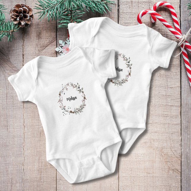 Winterberry rustic boho garden wildflowers baby bodysuit (Creator Uploaded)