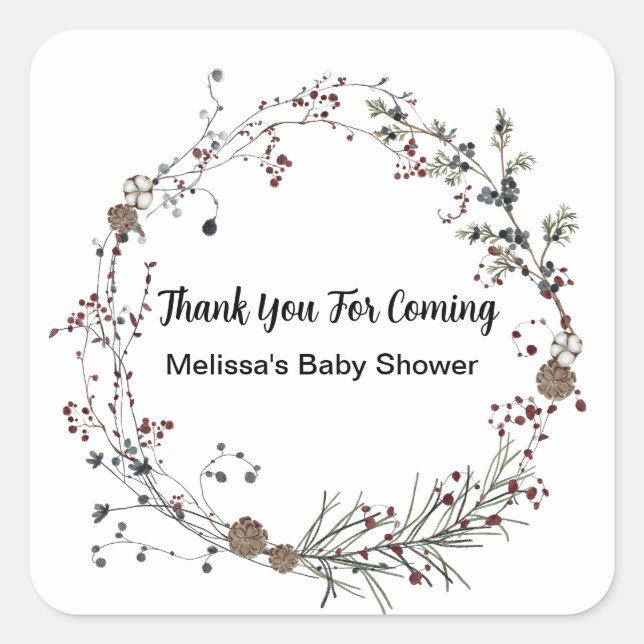 Winterberry Rustic Boho Wildflower Gardens Square Sticker (Front)