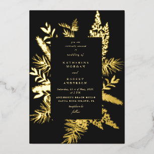 wintergreen foliage elegant wedding invitation foi