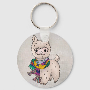 Winterlama Button Key Ring