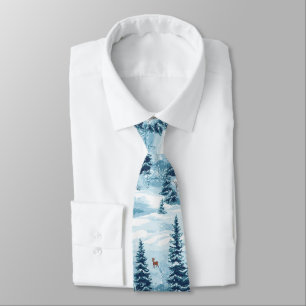Winterlicher Pixelwald – Verschneite Waldszene Tie