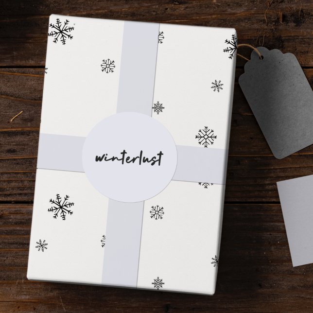 Winterlust | Winter Modern Minimalist Christmas Classic Round Sticker (Creator Uploaded)