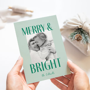 Wintermint Merry & Bright Christmas Photo Holiday Card