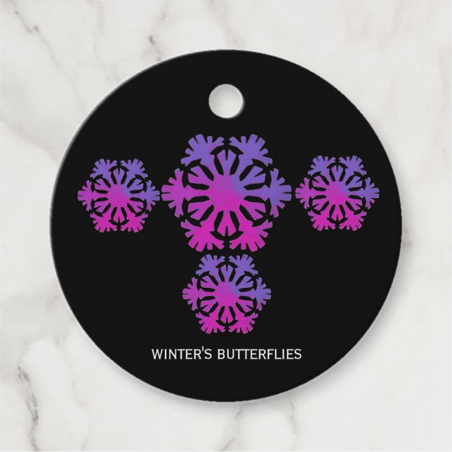  Winter's Butterflies snowflakes Favour Tags (Front)