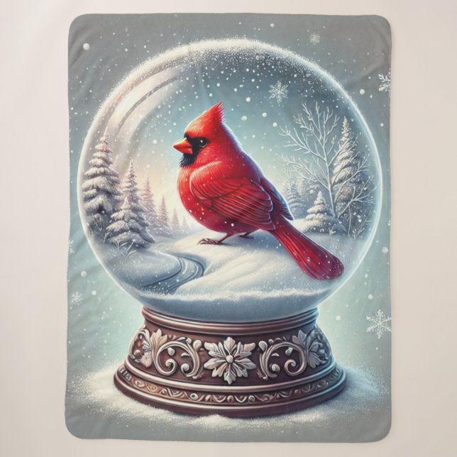 Winter's Cardinal Keepsake Sherpa Blanket (Front)