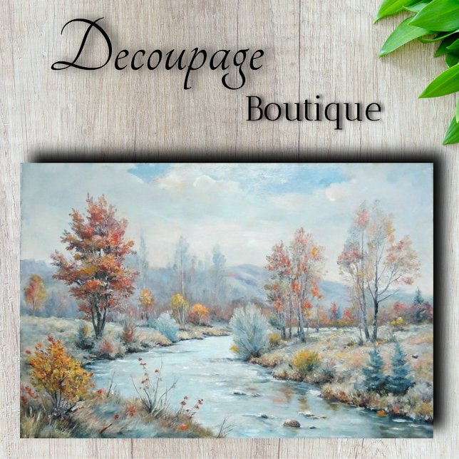 Winter's Dawn - Pastel Autumn River Decoupage Tissue Paper (Winter's Dawn - Pastel Autumn River Decoupage Paper)