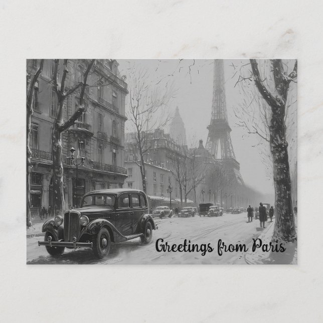 Winter's Embrace in Paris Postcard (Front)