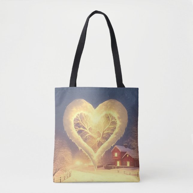 Winter's Heartwarming Glow Tote Bag (Front)