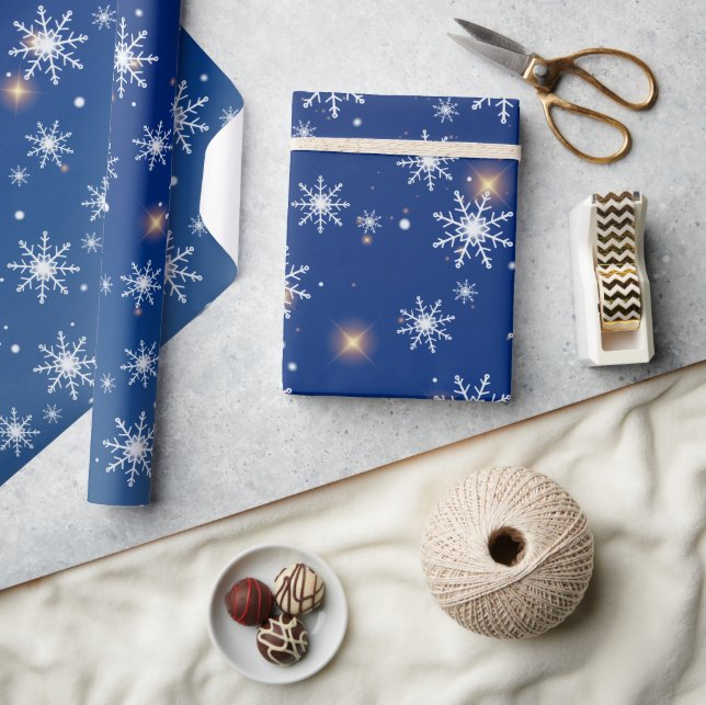 Winter's Magic Snowflake Starry Wrapping Paper (Crafts)