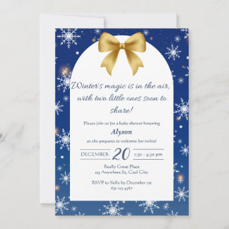 Winter's Magic Twin Baby Shower Invitation