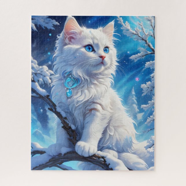 Winter's Magical Feline: Jigsaw Puzzle (Vertical)
