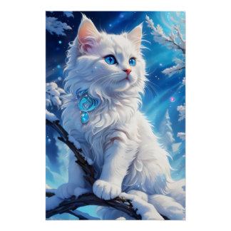 Winter's Magical Feline Poster