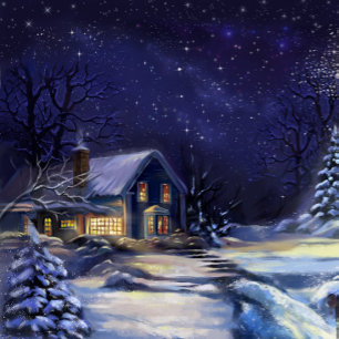 Winters Night Christmas Card