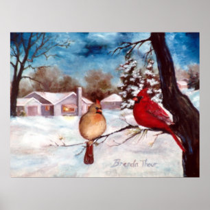 Winters Serenity Cardinal Poster