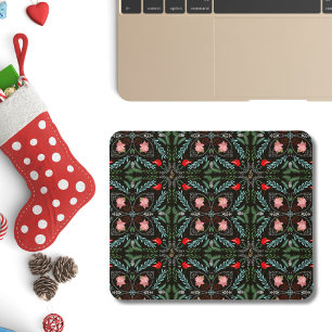 Winters Snowflakes, Poinsettias, Cardinals Mouse Pad