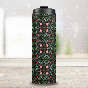 Winters Snowflakes, Poinsettias, Cardinals  Thermal Tumbler
