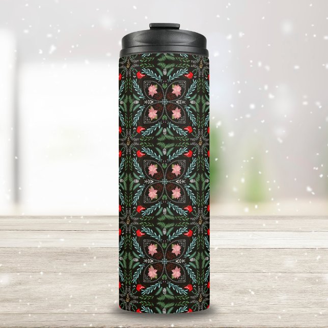 Winters Snowflakes, Poinsettias, Cardinals  Thermal Tumbler (Creator Uploaded)