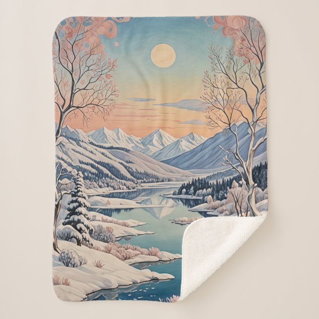 Winter's Tranquility Sherpa Blanket (Front)