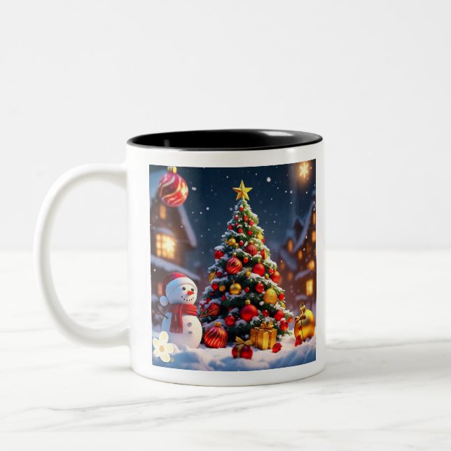 "Winter's Warm Embrace" Two-Tone Coffee Mug (Left)