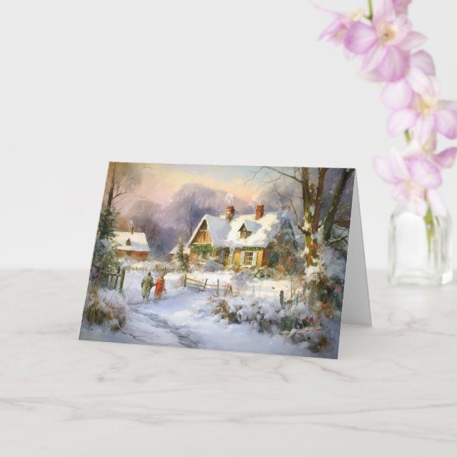Winter's Warmth At The Farm Cottage Card (Orchid)