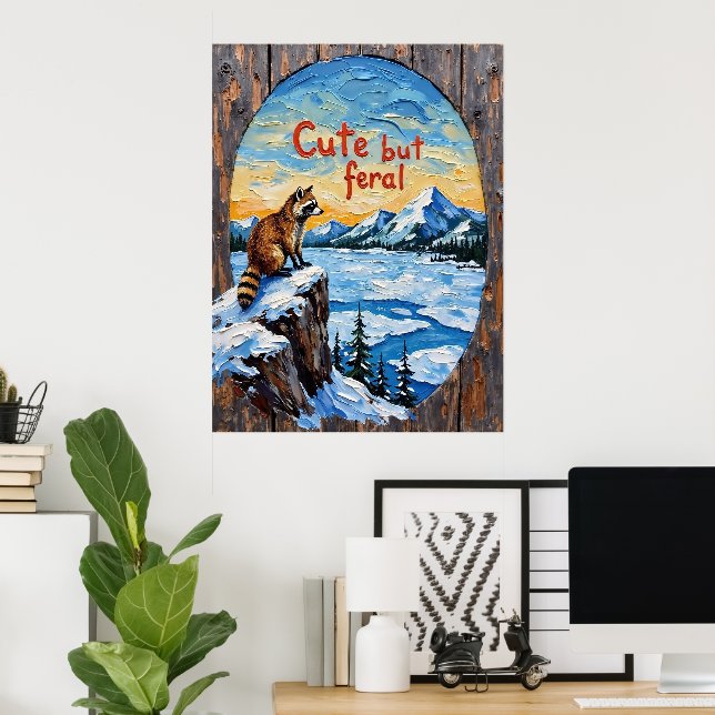 Winter's Watch: Racoon by Frozen Waters Poster (Home Office)