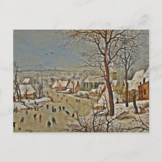 Winterscape  on a Pond with Birds Postcard